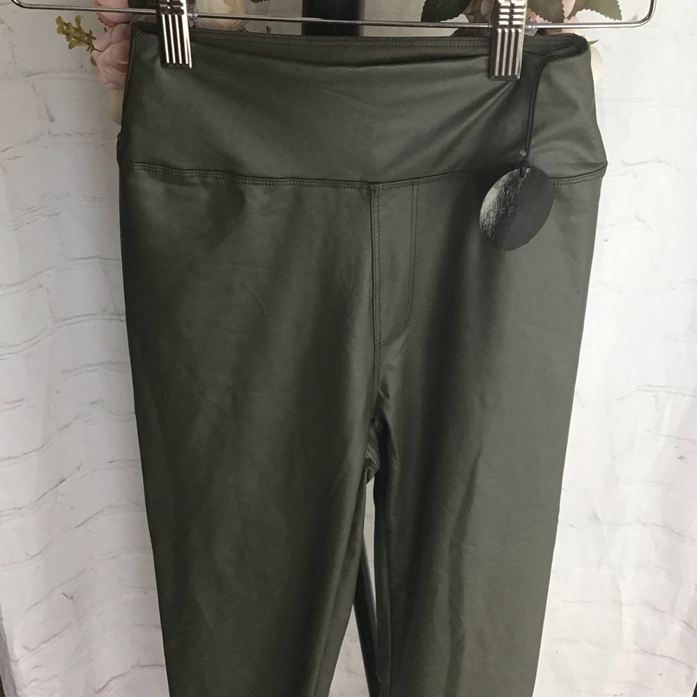 Aerie OFFLINE High-Rise Faux Leather Leggings in Olive